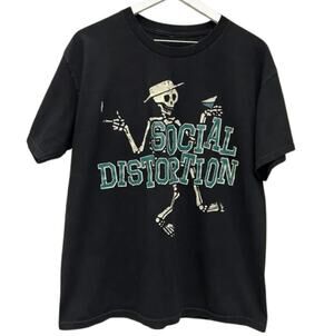VINTAGE 90s SOCIAL Distortion Rock Band T-Shirt Men's Large Skeleton Graphic